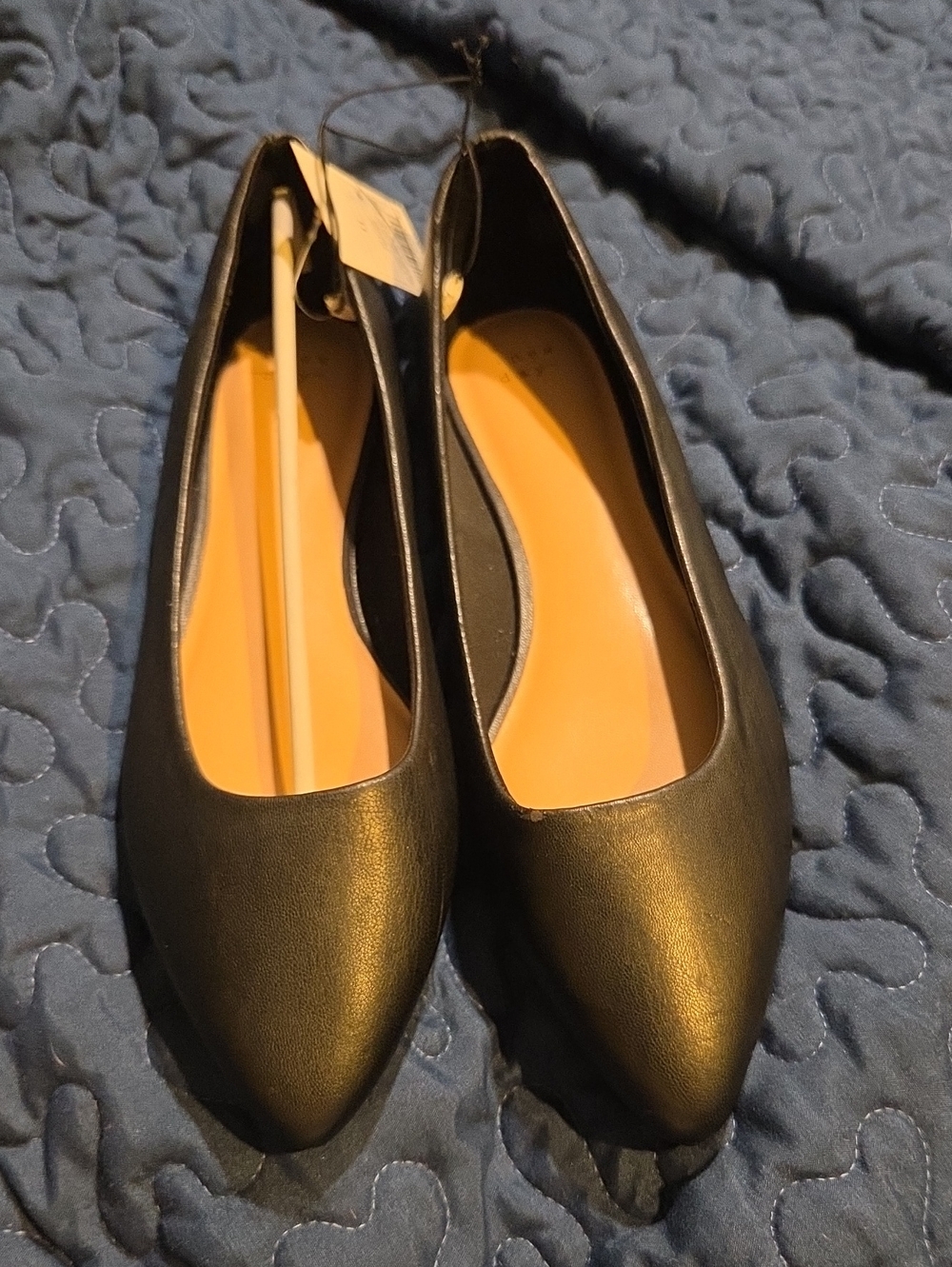 NWT a new day Black Pointed Toe Faux Leather Flats Size 11